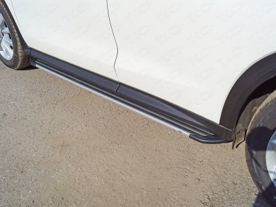 Пороги алюминиевые Slim Line Silver для Infiniti QX50 2018-2021