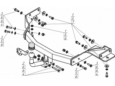 Фаркоп оцинкованный для Kia Sorento 2020-н.в., Hyundai Santa Fe IV рестайлинг 2021-2023 крепление шара на двух болтах
