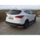Защита заднего бампера уголки 75х42 мм ТСС для Hyundai Santa Fe 2012-2015