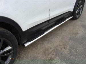 Пороги труба овальная с накладками 120-60 мм для Hyundai Santa Fe № HYUNSF12-06