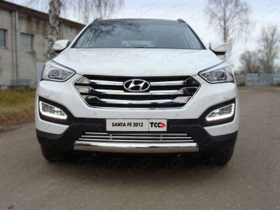 Накладка решётки радиатора 16 мм ТСС для Hyundai Santa Fe 2012-2015