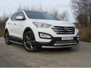 Защита передняя двойная 60-50 мм для Hyundai Santa Fe № HYUNSF12-02