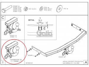 ТСУ Фаркоп оцинкованный Galia шар A для Volkswagen Golf 5/6/Golf Plus/Audi A3 № A038A