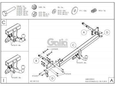 Фаркоп оцинкованный Galia шар A для Mercedes-Benz E-Class W211 2002-2009
