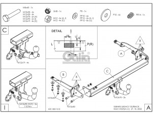 ТСУ Фаркоп оцинкованный Galia шар A для Subaru Outback № S102A