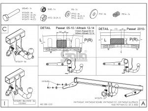 ТСУ Фаркоп оцинкованный Galia шар A для Volkswagen Passat B7/Passat CC № V071A