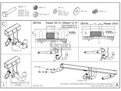 Фаркоп оцинкованный Galia шар A для Volkswagen Passat B7/Passat CC 2010-2021
