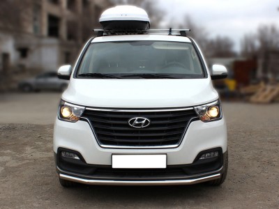 Защита переднего бампера одинарная d-53 Технотек для Hyundai H-1 Starex 2017 – н.в.