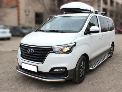 Защита переднего бампера одинарная d-53 Технотек для Hyundai H-1 Starex 2017 – н.в.