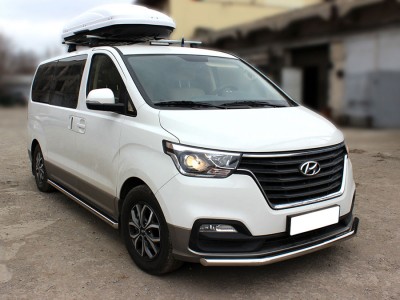 Защита переднего бампера одинарная d-53 Технотек для Hyundai H-1 Starex 2017 – н.в.