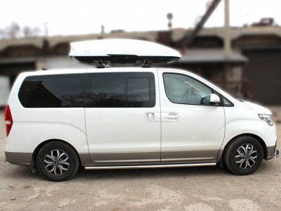 Пороги труба d-53 Технотек для Hyundai H-1 Starex 2017 – н.в.