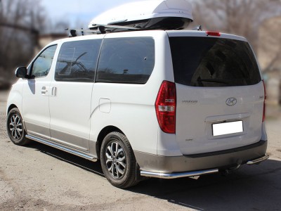 Защита заднего бампера "уголки" одинарные d-53 Технотек для Hyundai H-1 Starex 2017 – н.в.