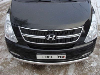 Защита передняя овальная 75х42 мм ТСС для Hyundai H-1 Starex 2007-2018 HYUNH113-01