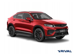 Порог-площадка "Black" F180ALB + комплект крепежа для Geely Tugella 2020-н.в. №F180ALB.1907.1