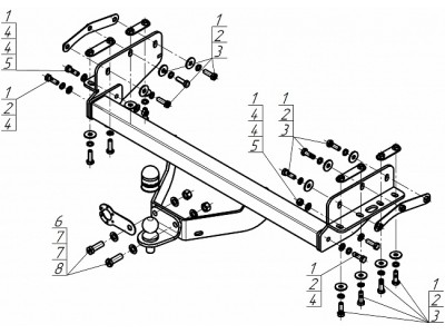 Фаркоп для Dongfeng DF6 2022-н.в. фланцевое крепление шара