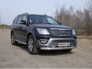 Защита передняя овальная 75х42 мм для Kia Mohave № KIAMOH17-13