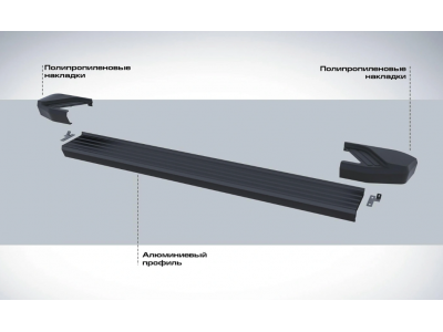 Порог-площадка "Black" F180ALB + комплект крепежа для Exeed TXL 2020-н.в.