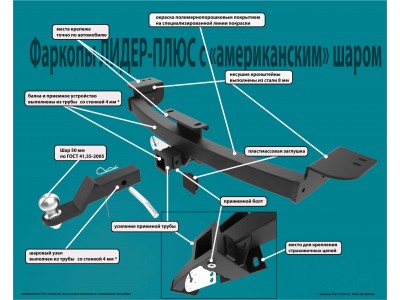 Фаркоп для Exeed TXL M32T 2021-н.в., CheryExeed TXL M32T 2020-2021 съемное крепление шара под американский квадрат