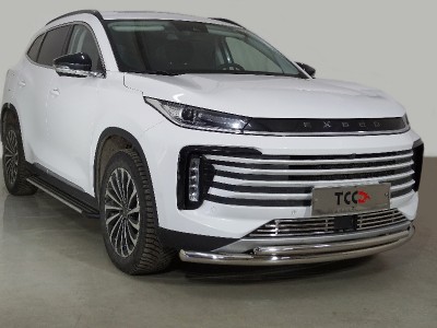 Защита передняя нижняя (двойная) 60,3/42,4 мм ТСС для Exeed TXL 1.6L Turbo 4WD 2021 – н.в. 