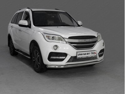 Защита переднего бампера 60 мм ТСС для Lifan X60 2016-2021