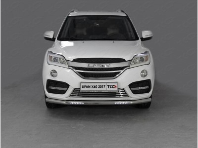 Защита переднего бампера с ДХО 60 мм ТСС для Lifan X60 2016-2021