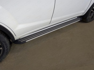 Пороги алюминиевые Slim Line Silver ТСС для Lifan X60 2016-2021
