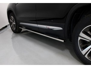 Пороги овальные с накладкой 75х42 мм для Changan CS75 № CHANCS7520-15