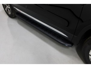 Пороги алюминиевые с пластиковой накладкой карбон черные для Changan CS75 № CHANCS7520-24BL