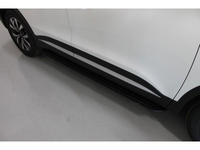 Пороги алюминиевые Slim Line Black ТСС для Chery Tiggo 7 Pro 2020-2023