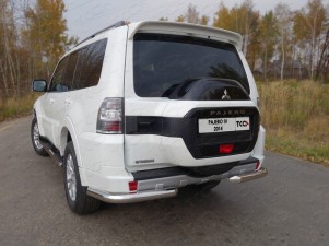 Защита заднего бампера уголки 76 мм для Mitsubishi Pajero 4 № MITPAJ414-14