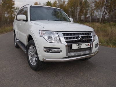 Защита переднего бампера 76 мм ТСС для Mitsubishi Pajero 4 2014-2021