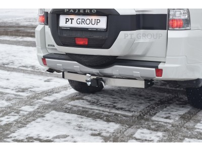 Фаркоп с нержавеющей накладкой для Mitsubishi Pajero 2015-2020 съемное крепление шара под американский квадрат