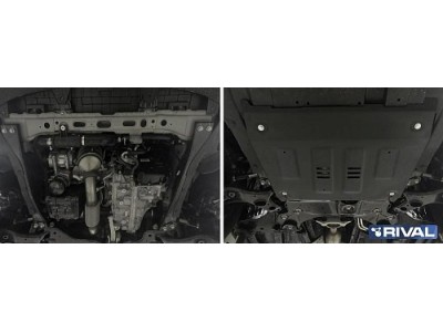 Защита картера + комплект крепежа RIVAL, Сталь для Changan CS75 Plus, V-1.5, АКПП, 2023-н.в.