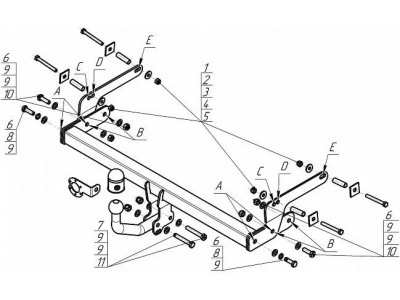 Фаркоп с оцинк. шаром для Renault Sandero Stepway 2014-2022, Renault Logan Stepway 2019-2022, Renault Logan 2004-2014, 2014-2022, Renault Sandero 2014-2022 крепление шара на двух болтах