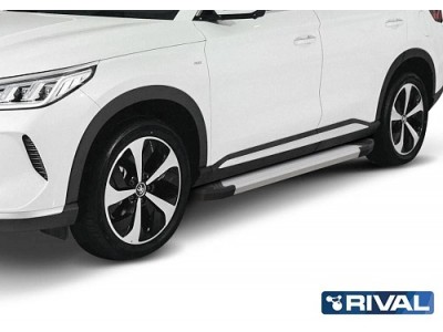 Порог-площадка "Silver" F180AL Rival + комплект крепежа BYD Song Plus 2023-н.в. (V - 1.5 PHEV, 4WD)