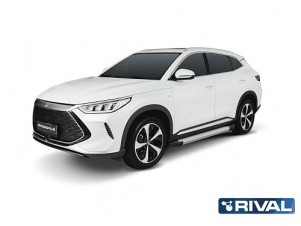 Порог-площадка "Silver" F180AL Rival + комплект крепежа BYD Song Plus 2023-н.в. (V - 1.5 PHEV, 4WD) №F180AL.0701.1