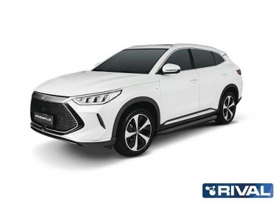 Порог-площадка "Premium-Black" A180ALB Rival + комплект крепежа BYD Song Plus 2023-н.в. (V - 1.5 PHEV, 4WD)