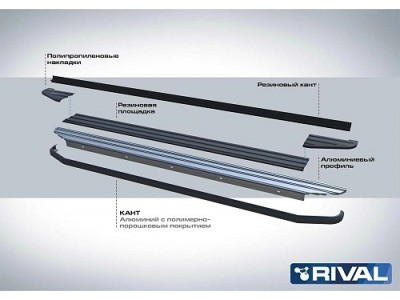 Порог-площадка "Premium-Black" A180ALB Rival + комплект крепежа BYD Song Plus 2023-н.в. (V - 1.5 PHEV, 4WD)