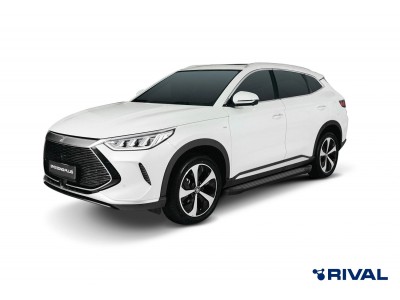 Порог-площадка "Black" F180ALB + комплект крепежа, RIVAL,  для BYD Song Plus 2023-н.в., V-1.5 PHEV, 4WD