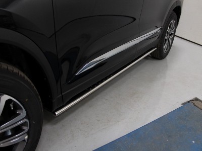Пороги овальные с проступью 75х42 мм ТСС для Chery Tiggo 8 2020-2021