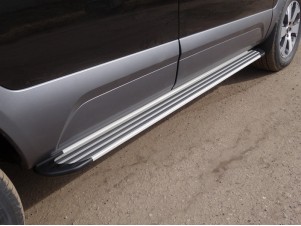 Пороги алюминиевые Slim Line Silver для Kia Mohave № KIAMOH20-09S