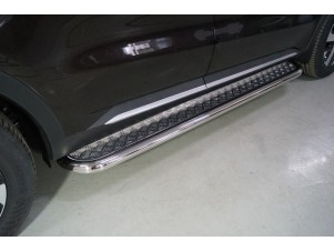 Пороги с площадкой алюминиевый лист 60 мм для Kia Sorento № KIASOR20-10
