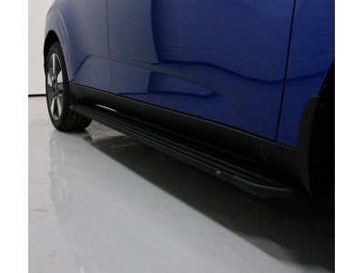 Пороги алюминиевые Slim Line Black ТСС для Kia Soul 2019-2021