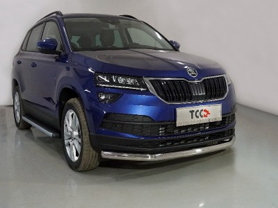 Защита переднего бампера 60 мм ТСС для Skoda Karoq 2020-2021