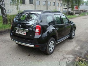 Защита заднего бампера овальная короткая 75х42 мм для Renault Duster № RENDUST12-07