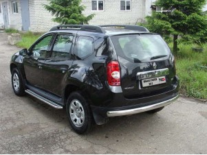 Защита заднего бампера овальная длинная 75х42 мм для Renault Duster № RENDUST12-06