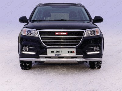 Защита переднего бампера с ДХО 60 мм ТСС для Haval H6 2014-2020
