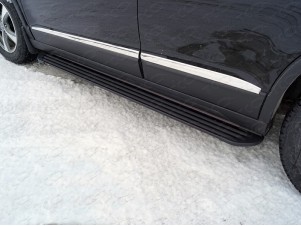 Пороги алюминиевые Slim Line Black для Haval F7 № HAVF719-35B
