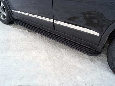 Пороги алюминиевые Slim Line Black ТСС для Haval H6 2014-2020