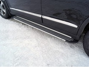 Пороги алюминиевые Slim Line Silver для Haval F7 № HAVF719-35S